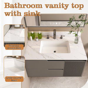 English Elm 37 Inch Marble Vanity Top – Elegant Bianco Carrara Stone With Undermount Sink & Pre-Drilled Holes W2700P194075
