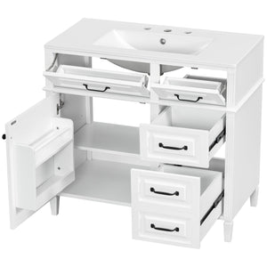 English Elm 36-Inch Modern Bathroom Vanity With Ceramic Sink, Durable Wood Frame, Adjustable Storage & Sleek Design N725P350849K