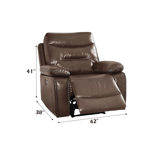 English Elm Aashi Brown Leather-GEL Match 3PCS Recliner Set with Console Cup Holders, Hidden Storage & Comfort B2726S00191