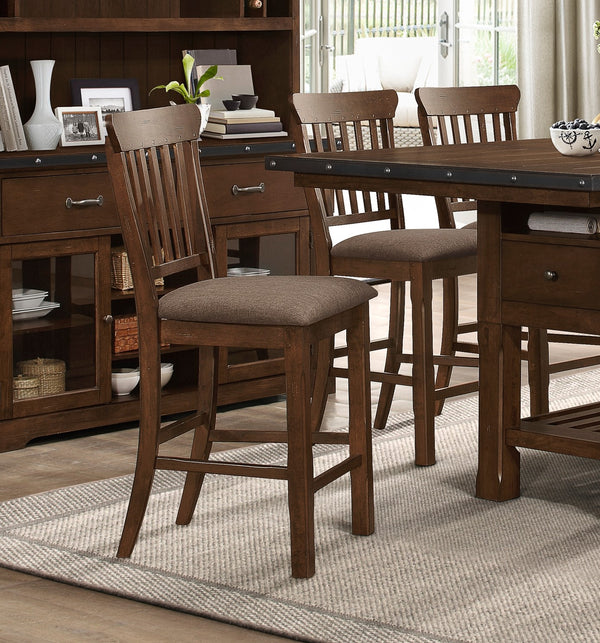 English Elm Dark Brown Schleiger Counter Height Chairs Set of 2 – Upholstered Wooden Seats, Burnished Industrial Storage Design B011P191860