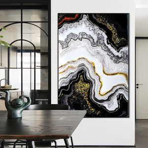 English Elm Luxury Crystal and Pearl Hand-Painted Oil Painting Canvas Mural for Hallway Entrance Modern Decor Black+Grey W3374P322234