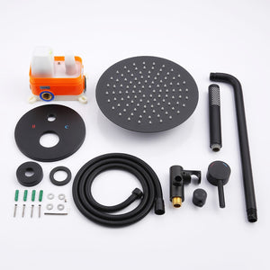 English Elm Shower System Wall-Mounted Matte Black Shower Faucet Combo With 10" Rainfall Head & Handheld Sprayer T3177P269094-GIGA