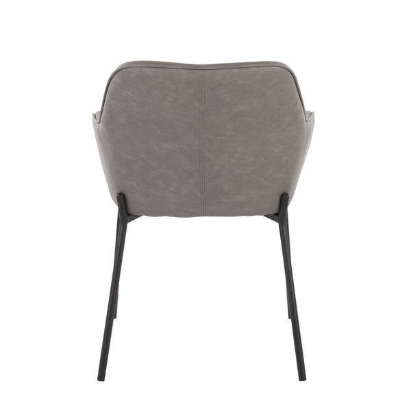 English Elm Contemporary Bucket Chair Set of 2 Cream Velvet Upholstered with Slim Black Metal Legs B202S01333