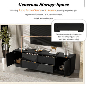 English Elm Vibe Haus Minimalist Media Console with Cabinets and Drawers for Living Room N724P360376B