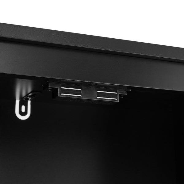 English Elm Bathroom Storage Cabinet with Two Doors and Drawers, Adjustable Shelf, MDF Finish, Slim 28"L x 15"W Black N725P188460B