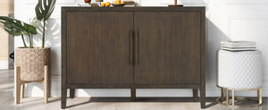 English Elm U_style Farmhouse Pine Veneer Buffet Cabinet with Double Doors for Kitchen or Entryway Dark Brown N711P410389B