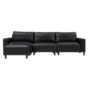 English Elm Modern Pu Leather L-shaped Sectional with Convertible Ottoman Chaise for Living Rooms Black W1097S00261