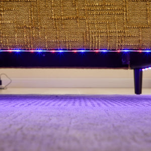 English Elm Modern chenille 2-seater sofa with LED lighting, USB charging, storage pocket, sturdy wood legs Mustard yellow W395P318542