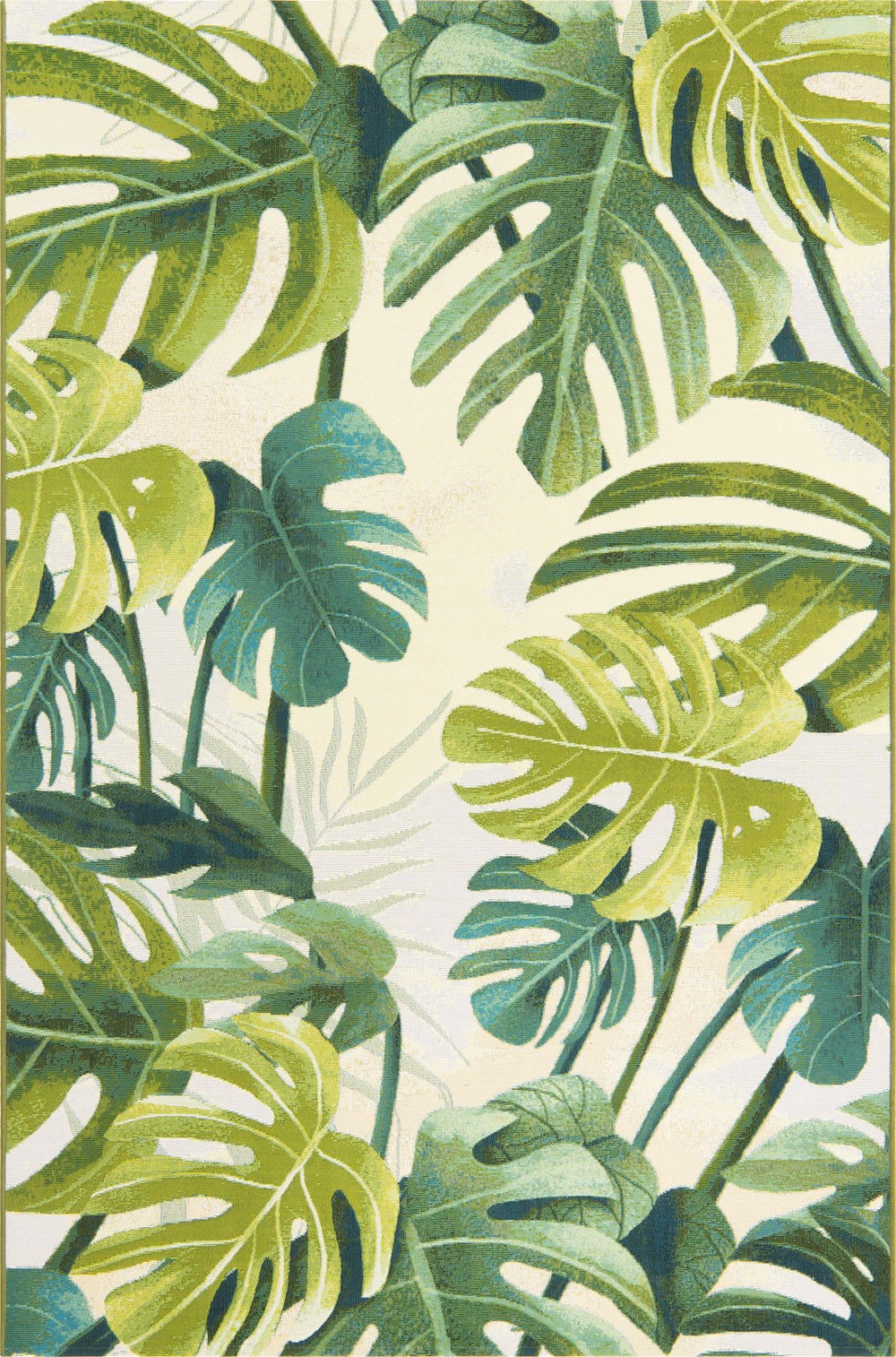 Unique Loom Outdoor Botanical Longwood Machine Made Botanical Rug Green, Olive/Ivory/Light Green 5' 3" x 8' 0"