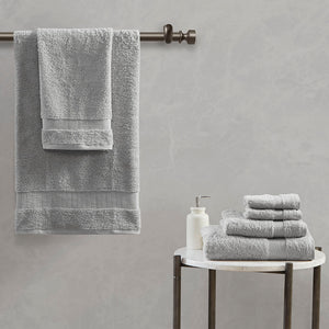 Madison Park Signature Luce Glam/Luxury 100% Egyptian Cotton 6 Piece Towel Set MPS73-476 Grey