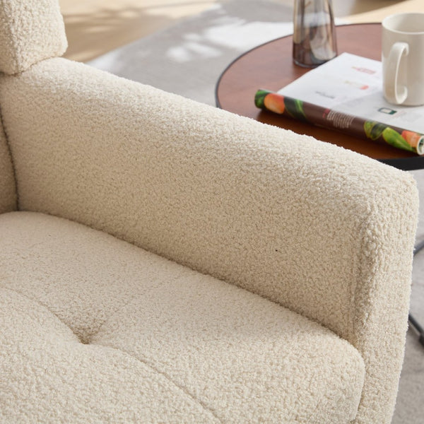 English Elm Modern Pu Leather Ergonomic Accent Chair with Padded Arms and Matte Black Legs White W676P172468