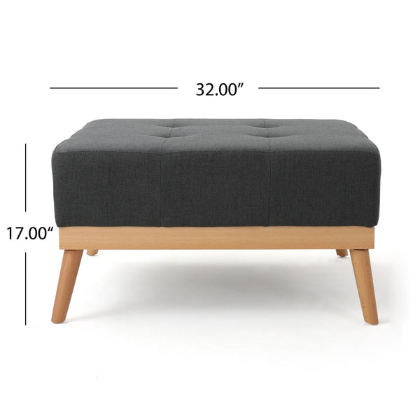 English Elm Christopher Knight Home® - OTTOMAN Dark Gray Fabric Upholstered Square Ottoman with Mid-Century Slanted Legs, 32" x 32" x 17" Stylish Accent Seat 60439.00DGY
