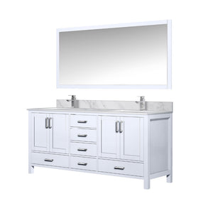English Elm White Double Bath Vanity Set With Carrara Marble Top, Chrome Faucet, And Large 28-Inch Mirror B2731S00998-GIGA