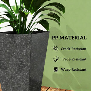 English Elm Set of 3 Tall Square Faux Marble Column Planters for Patio Entryway or Balcony Black T3971P440168