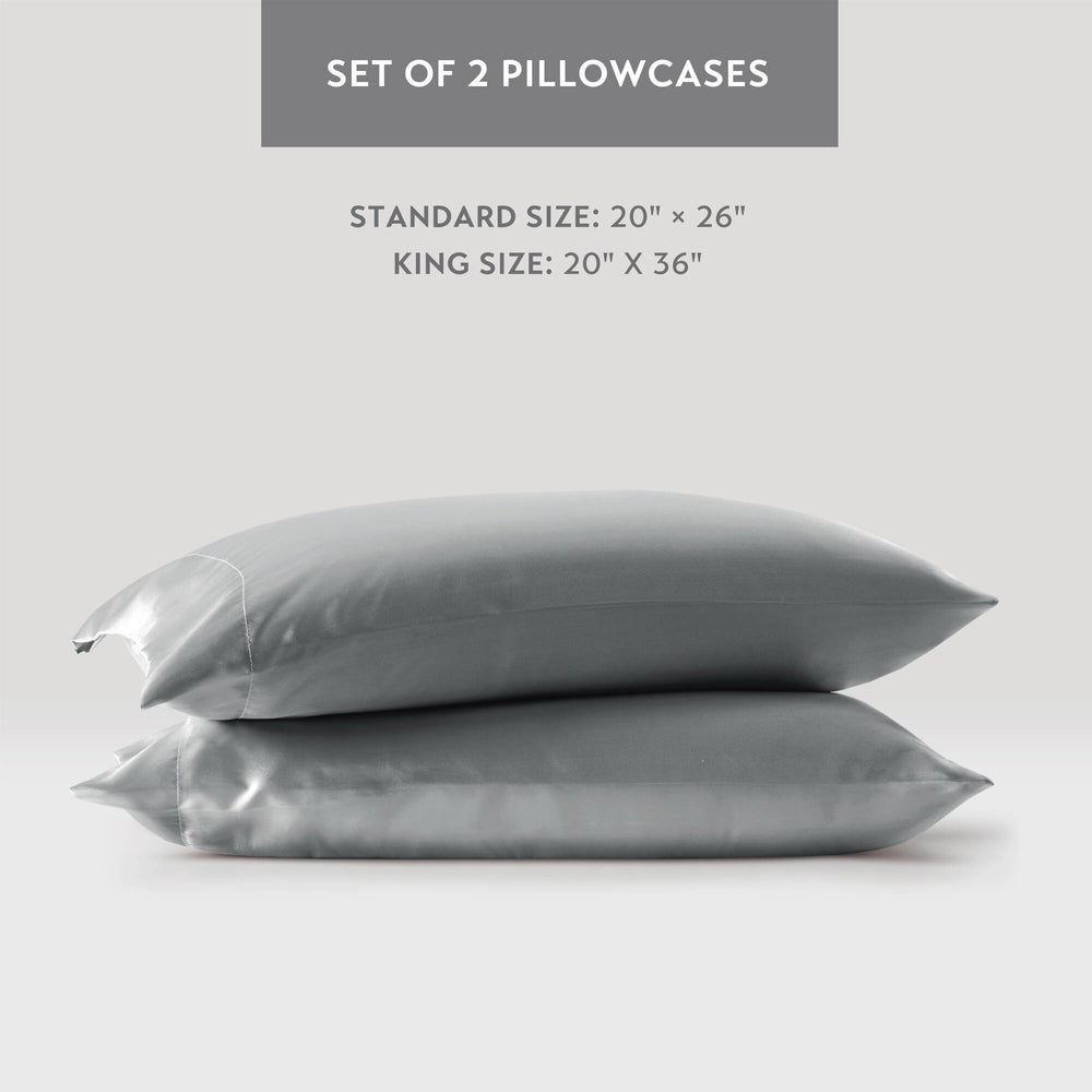 English Elm Satin Luxury Split King Sheet Set 100% Polyester Satin 90g - 1 Flat, 2 Fitted, 4 King Pillowcases B035P294185