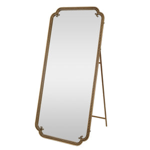 English Elm Full Length Cast Iron Floor Mirror Arched Beaded Frame Antique Gold Bedroom Accent W3040P455740