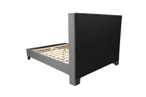 English Elm QUEEN Upholstered Bed Blue Gray with Polyester Fabric & Wood Frame, Headboard 47"H, Stylish Kingly Look B089S00129
