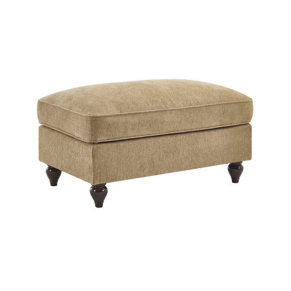 English Elm Ottoman chenille ottoman with removable ruffle skirt, plush high-density foam, elegant silver-thread fabric Light Coffee W3041P332588