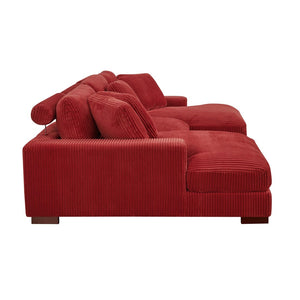 English Elm Large Corduroy Double Chaise Sectional Sofa with Lumbar Support for Spacious Living Rooms Red B2748S00021