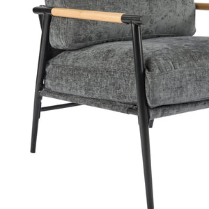 English Elm Christopher Knight Home® - 27.56" Modern Accent Chair with Plush Cushions, Sleek Metal Frame and Wooden Armrests for Cozy Rooms Grey N767P215306R