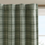 Madison Park Anaheim Casual Plaid Rod Pocket and Back Tab Curtain Panel with Fleece Lining MP40-8295 Green