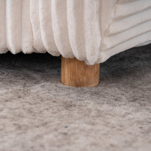 English Elm Modern Sofa - 84" White Corduroy Upholstered Couch, Stylish Sectional Love Seat For Home & Office W2363S00074