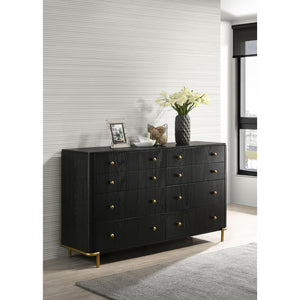 English Elm Anser 8-Drawer Black Dresser With Gold Knobs - Modern Storage Solution For Stylish Bedrooms B062P358455
