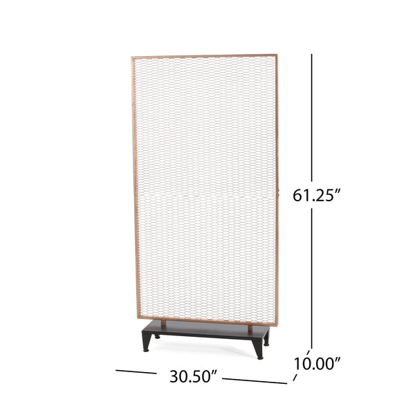 English Elm Christopher Knight Home® - STEEL Screen Divider Iron Room Partition – Gold Brushed Brown Mesh Panel, Modern Free-Standing Accent (33.5x32.5) 67262.00