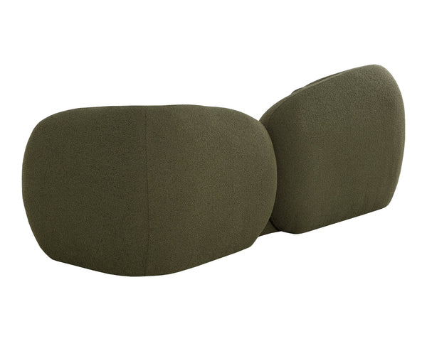 Sunpan Esme Sofa - Luxurious Boucle Design With Cozy Curves And Spherical Cushions For Ultimate Comfort Green Fabric 111498