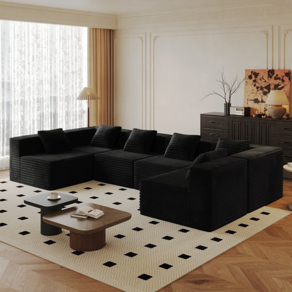 English Elm Modular Corduroy Sectional Sofa Deep Memory Foam Floor Lounge for Living Room W3434S00028