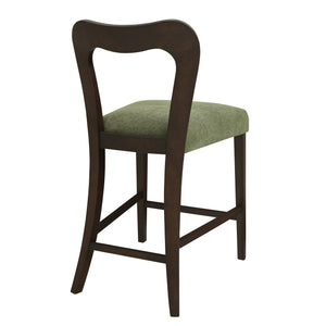 English Elm Christopher Knight Home® - Counter Stool with Curved Ergonomic Back, Solid Rubberwood Frame and Plush Upholstered Seat for Comfort Dark Brown,Green N771P254008L