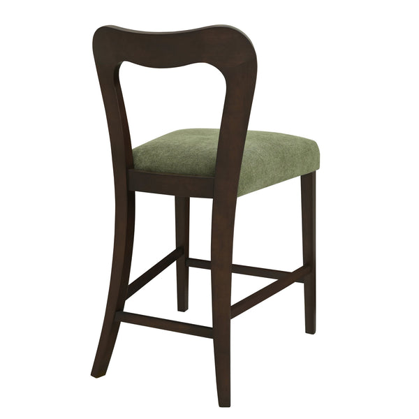 English Elm Christopher Knight Home® - Counter Stool with Curved Ergonomic Back, Solid Rubberwood Frame and Plush Upholstered Seat for Comfort Dark Brown,Green N771P254008L