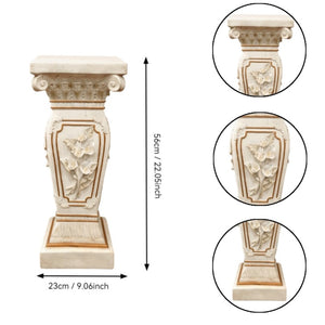 English Elm 22.05" Resin Fluted Column Pedestal Ionic Scroll Floral Relief European Garden Stand W5709P463877