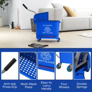 English Elm HOMCOM Professional 21Qt Mop Bucket with Down-Press Wringer, Dual-Chamber Water Separation, Casters Blue W2225P217085