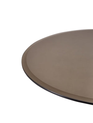 English Elm End Table Chic Glass Top Side Table - 20" Round Tempered Glass & Metal Base, Modern Black Brown Decor W1911S00002