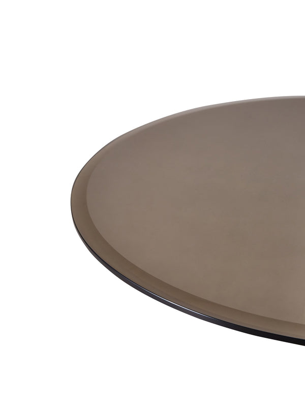 English Elm End Table Chic Glass Top Side Table - 20" Round Tempered Glass & Metal Base, Modern Black Brown Decor W1911S00002