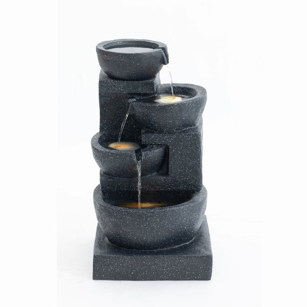 English Elm 29-inch Terrazzo Polyresin 4-tier Cascading Outdoor Fountain with Warm Led Glow W853P412666