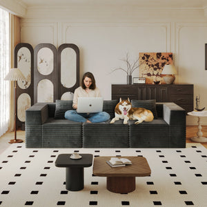 English Elm Modular Sectional Couch - No Assembly Needed, Deep Seat Memory Foam Sofa For Modern Living Spaces W3434S00024