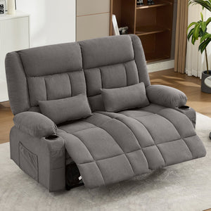 English Elm Recliner Oversized Manual Loveseat with Cup Holders and Side Pocket, Ergonomic 150° Recline, 600lb Capacity Grey W1521S00074
