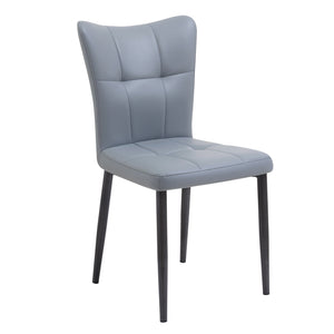 English Elm Set of 2 Dining Chairs with Thick Cushions and PU Leather Upholstery — Modern Sturdy Iron Frames for Home & Restaurant Seating Black,Light Gray N842P300566E