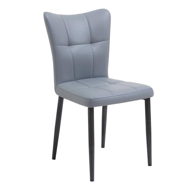 English Elm Set of 2 Dining Chairs with Thick Cushions and PU Leather Upholstery — Modern Sturdy Iron Frames for Home & Restaurant Seating Black,Light Gray N842P300566E