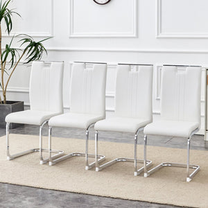 English Elm Set Of 4 Bow-Shaped White Pu Chairs - Modern Ergonomic Design For Comfort In Any Contemporary Space W3226P279081-GIGA