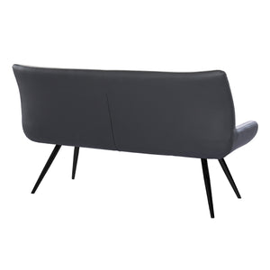 English Elm Palindra Tall-Back Contemporary Bench in Brushed Gray Finish with Plush Gray Faux Leather Seat, 62.5" B2736S00001