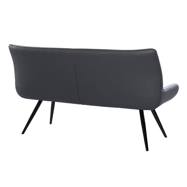 English Elm Palindra Tall-Back Contemporary Bench in Brushed Gray Finish with Plush Gray Faux Leather Seat, 62.5" B2736S00001