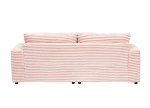 English Elm 79.3 Inch Corduroy Three Seat Sofa with Toss Pillows Modern Living Room Couch W1658P200031
