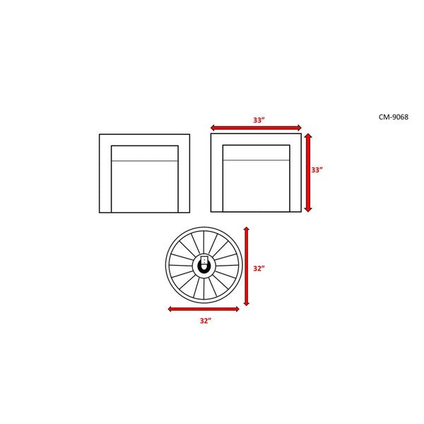 English Elm Modular 3-Piece Rattan Patio Sofa Set with 55,000 BTU Fire Pit, HDPE Wicker, Plush 5" Cushions B120S00085