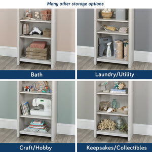 English Elm 5-Shelf Stylish Bookcase In White Finish - Space-Saving Storage Solution For Home, Office & Décor B356P402718