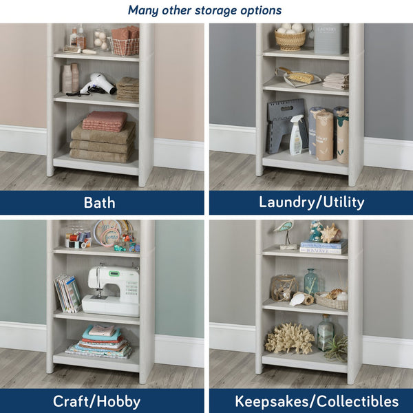 English Elm 5-Shelf Stylish Bookcase In White Finish - Space-Saving Storage Solution For Home, Office & Décor B356P402718