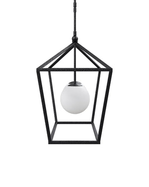 Currey & Company Denison Black Outdoor Lantern - Elegant Wrought Iron Design With Soft Glow For Patios & Porches Black Wrought Iron ,Glass 9500-0023-currey-company