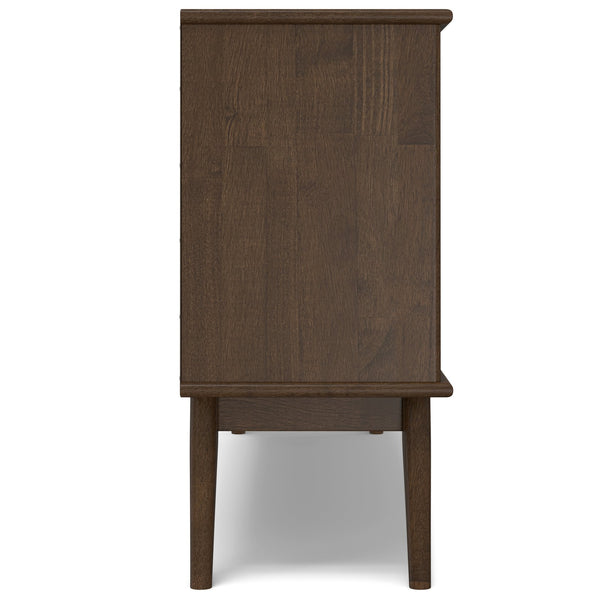 English Elm Draper Mid Century Low Bookcase with Solid Wood Craftsmanship, Tapered Legs & Four Open Shelves for Stylish Storage and Display Walnut Brown B136P238599